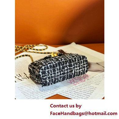 Chanel Sequin Embroidered Tweed  &  Gold-Tone Metal Clutch with Chain Bag AP3435 Black 2025